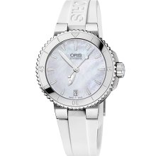 Oris Men's Aquis White Mother Of Pearl Dial Watch 733-7652-4151-07-4-18-31