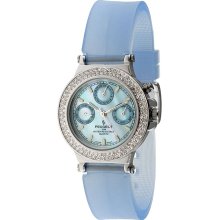 Peugeot Women's Silvertone Multi-function Watch (Silver Swarovski Multi-Function Blue Rubber Watch)