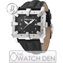 Police - Men's Defender Silver Dial Leather Date Watch - 13400js-02