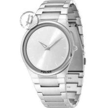 Police Men's PL.12744JRS/04M Silver Stainless-Steel Analog Quartz Watch with Silver Dial