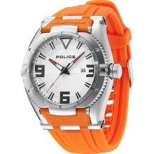 Police PL-13093JS-04A Men's Raptor Orange Rubber Strap Silver Tone Dia