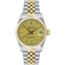 Pre-owned Rolex Midsize Datejust Champagne Dial Two-tone Watch