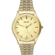 Pulsar Gold-Tone Bracelet Champagne Dial Men's Watch #PRS622X9