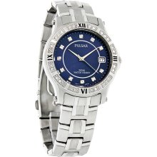 Pulsar Mens Blue Crystal Dress Watch PXH559