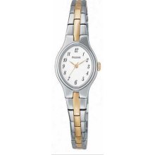 Pulsar PC3011 Women's Quartz White Dial Two Tone Watch