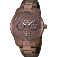 Pulsar Pp6063 All Brown Chronograph Stainless Men's Watch In Original Box
