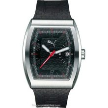 Puma Acceleration - Stainless - Black Face - Black Rubber Strap - Date PU128F2.0212.927