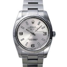 Rolex Air-King Watch, Fluted Bezel, Silver Dial/Luminous Index 114234