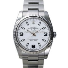 Rolex Air-King Watch, Fluted Bezel, White Dial/Luminous Index 114234