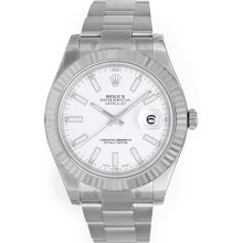 Rolex Datejust II Men's 41mm Stainless Steel Watch White Stick Dial 11