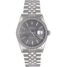 Rolex Datejust Men's Steel Watch 16220 Gray Tapestry Dial