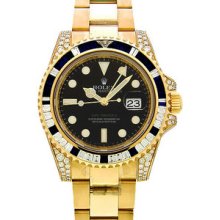 Rolex GMT Master II Mens Sapphire/Diamond Bezel Watch 116758SA