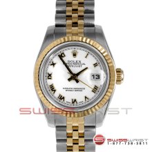 Rolex Ladies Datejust Two Tone White Roman Jubilee 179173