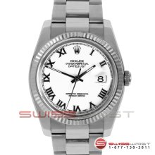 Rolex Men's New Style Datejust SS 116234 White Roman Dial Oyster