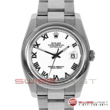 Rolex Men's New Style Datejust SS 116200 White Roman Dial Oyster