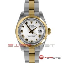 Rolex New Style Ladies Datejust 2T 179163 White Roman Dial - Fluted