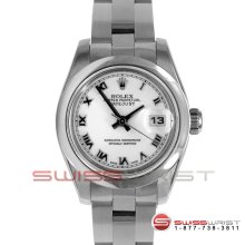 Rolex New Style Ladies Datejust SS 179160 White Roman Dial Oyster