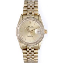 Rolex Rare 1980's 14k Gold Date Men's Watch 34mm Quickset 15007