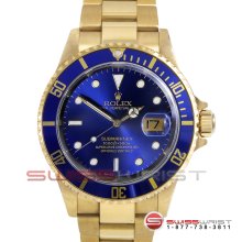 Rolex Submariner Yellow Gold Blue Dial - Bezel 16618