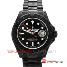 Rolex Yachtmaster SS 16622 DLC/PVD Coating Black Dial w/ Red Accents