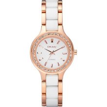 Rose Gold Tone Ceramic Glitz Watch