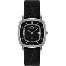 Rotary Men's Black Dial Black Leather Strap GS08100/04 Watch