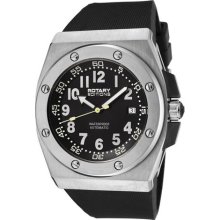 Rotary Men's 'Editions' Black Dial Black Rubber Strap Automatic W ...