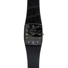 sears Men's Black Tank Strap Watch with Black Rectangular Dial