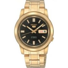 Seiko 5 Gold Automatic Men`s Watch W/ Lumibrite Hands & Markers