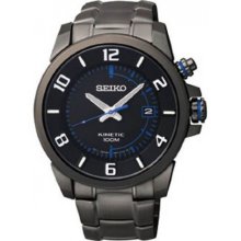 Seiko Kinetic Black Ion-Plated Bracelet Men's Watch SKA555