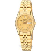 Seiko Ladies Day/Date Dress Watch - Gold Tone SWZ058