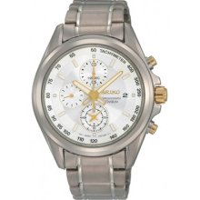 Seiko Men's Chronograph Watch Sndc95 Two-tone Titanium, 100m, Gold Plated Date