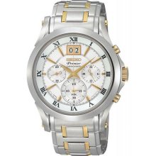 Seiko Men's Premier Two Tone Stainless Steel Chronograph White Dial SPC058