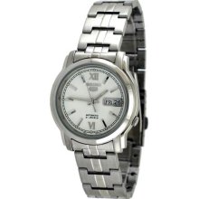 Seiko Men's Seiko 5 Stainless Steel Case and Bracelet Silver DIal Day and Date SNKL77