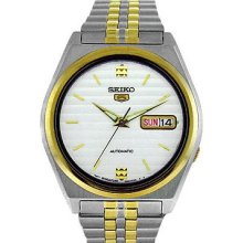 Seiko Men's Stainless and Gold Tone Automatic White Face SNX166