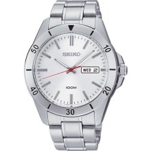 Seiko Men's Stainless Steel Case and Bracelet Silver Dial Day and Date SGGA73