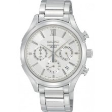 Seiko Men's Stainless Steel Quartz Chronograph Silver Dial SSB017