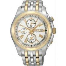 Seiko SNAE32 Mens Two Tone Stainless Steel Alarm Chronograph Roman Numeral