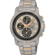 Seiko Snae49 Men's Titanium Two Tone Watch With Chronograph And Alarm