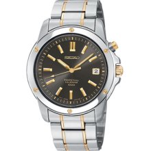 Seiko SNQ046 Mns Two Tone Brclt Blk Dial