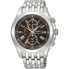 Seiko Watch Snae51 Men's Chronograph Brown Dial Stainless Steel