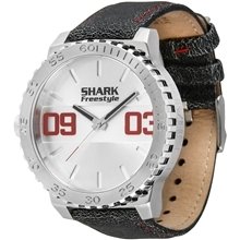 Shark Freestyle Analog Silver Dial Black Leather Strap Men Watch 101824