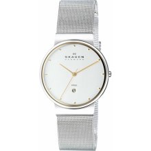 Skagen 355LGSC Men's Denmark Two Tone Stainless Steel Mesh Bracelet Wa