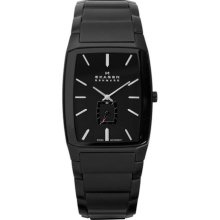 Skagen 984xlbxb Men's Black Label Swiss Black Ip Rectangular Slim Watch