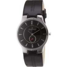 Skagen Men's 433lslb Black Leather Watch