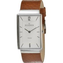 Skagen Men's Brown Leather Strap Watch (Skagen Brown Leather Men's Watch)