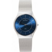 Skagen Men's Grey Stainless Steel Watch (Skagen Men's Grey Stainless Steel Mesh Bracelet Blue Dial Watch)