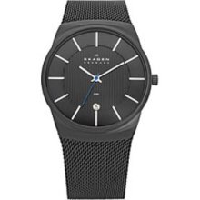 Skagen Watches Black Dial Black Ion Plated Stainless Steel Black Ion