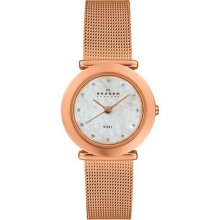 Skagen Women's 107Srrd Rose-Gold Quartz Watch With Mother-Of-Pearl Dial