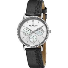 Skagen Women's Silver Dial Black Strap Watch ...